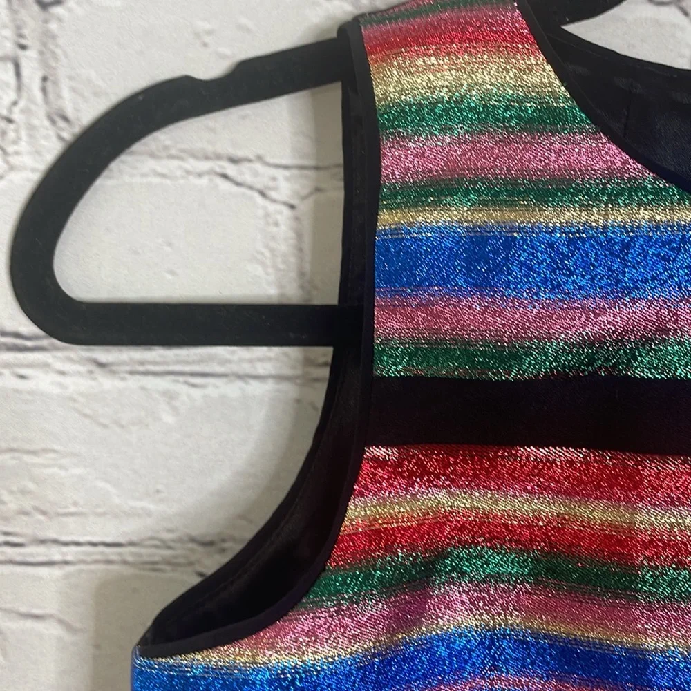 Milly Minis Girl’s Pink Gold Black Shimmering Metallic Sleeveless Dress Size 14